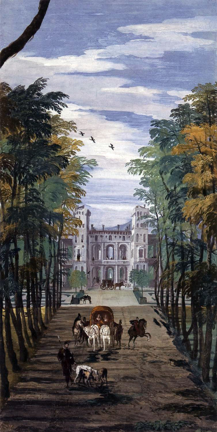 landscape with villa and carriages